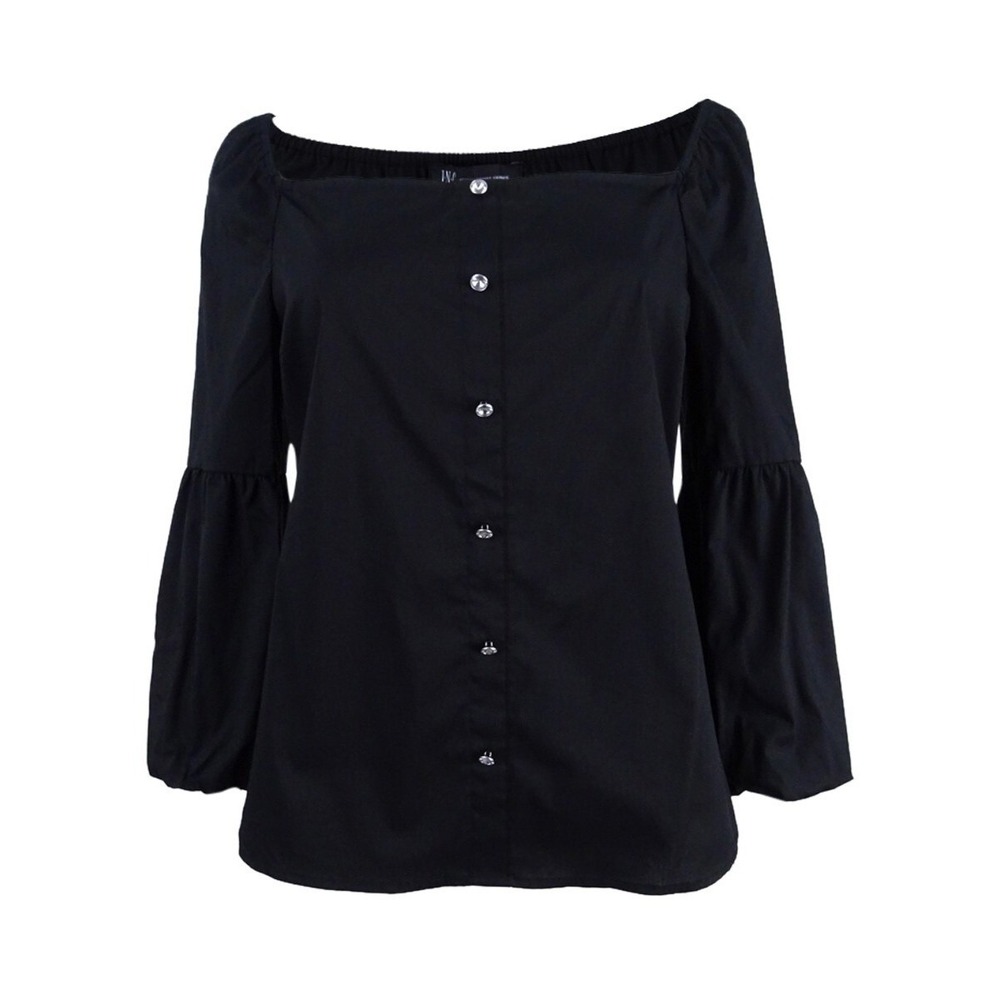 INC Black Bell Sleeve Regencycore Blouse Large Dark Academia Victorian Gothic